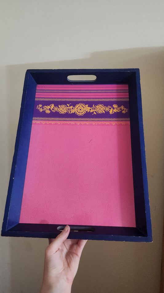 Decorative "India" Wooden Serving Tray