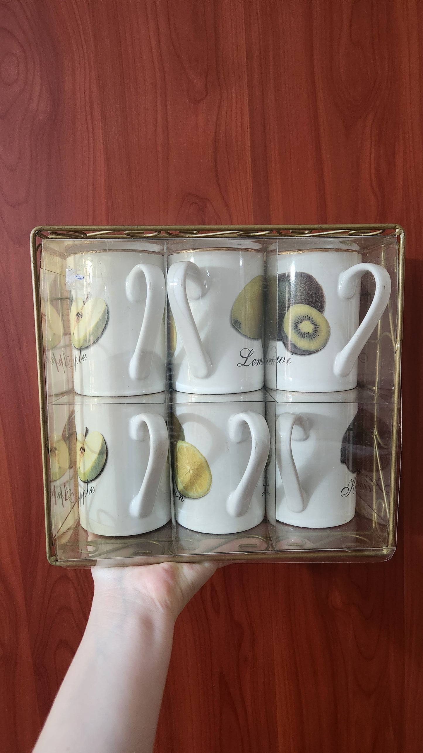 set of 6 fruit themed "art collant" mugs