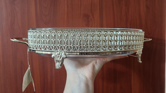 Marinex glass bowl with a decorative puja tray