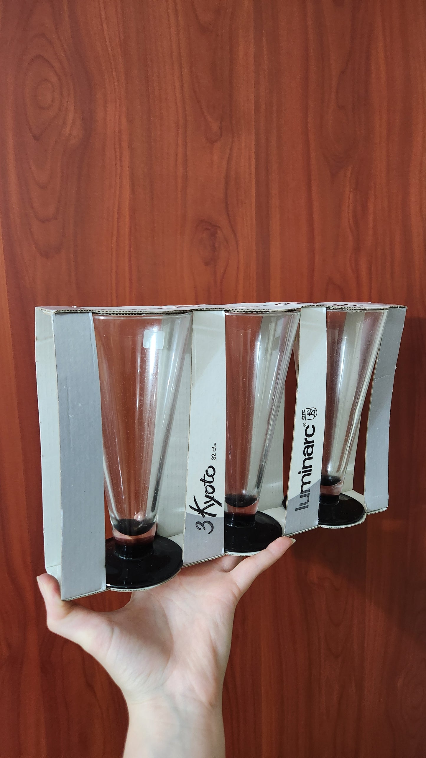 set of three Luminarc Kyoto black-footed glasses