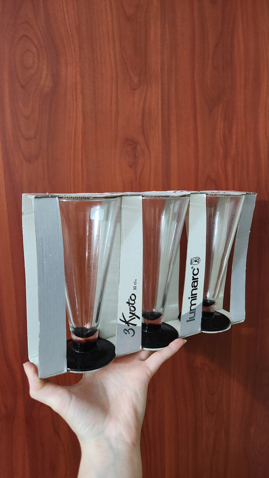 set of three Luminarc Kyoto black-footed glasses