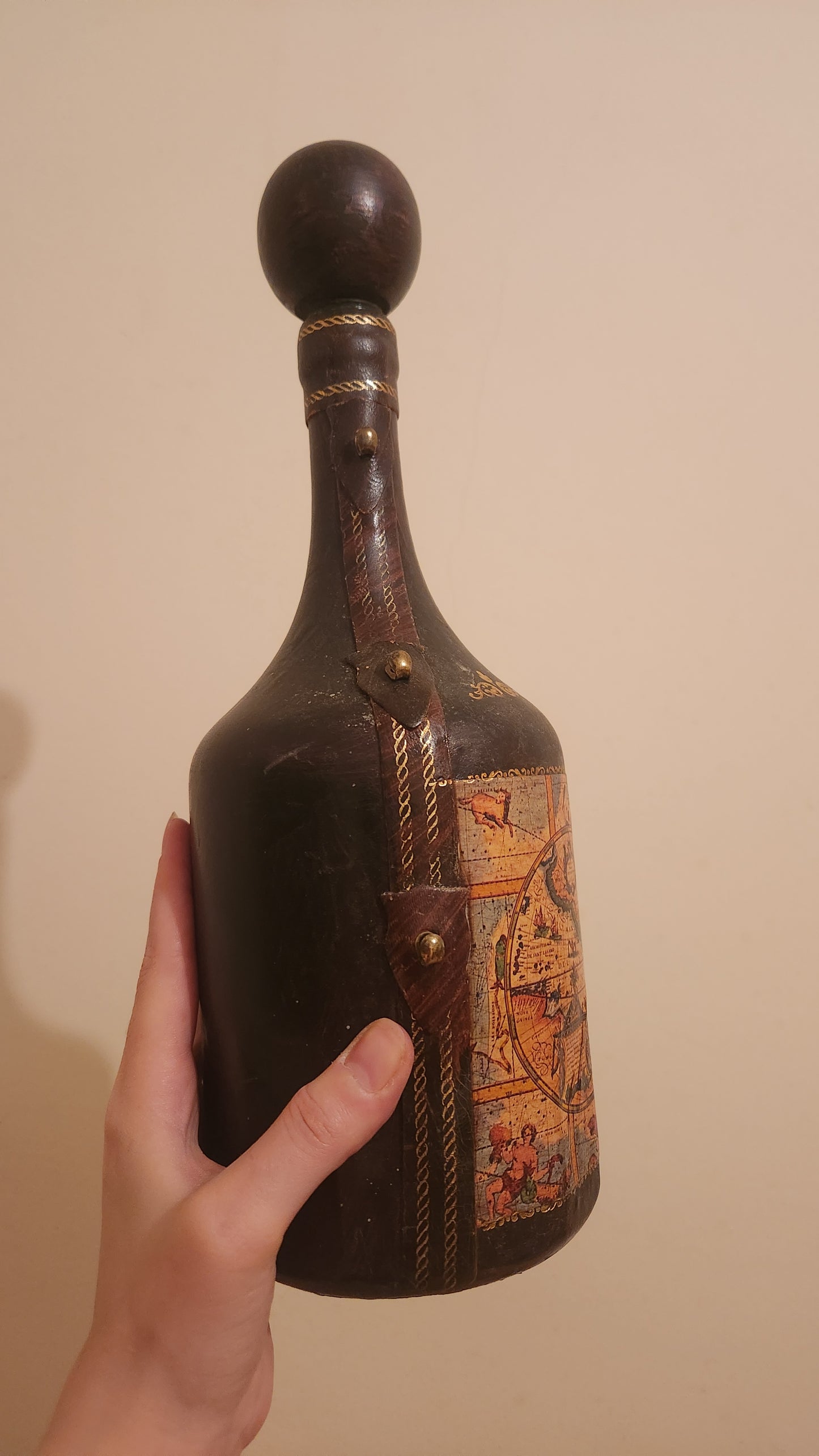 vintage Italy leather-wrapped decanter