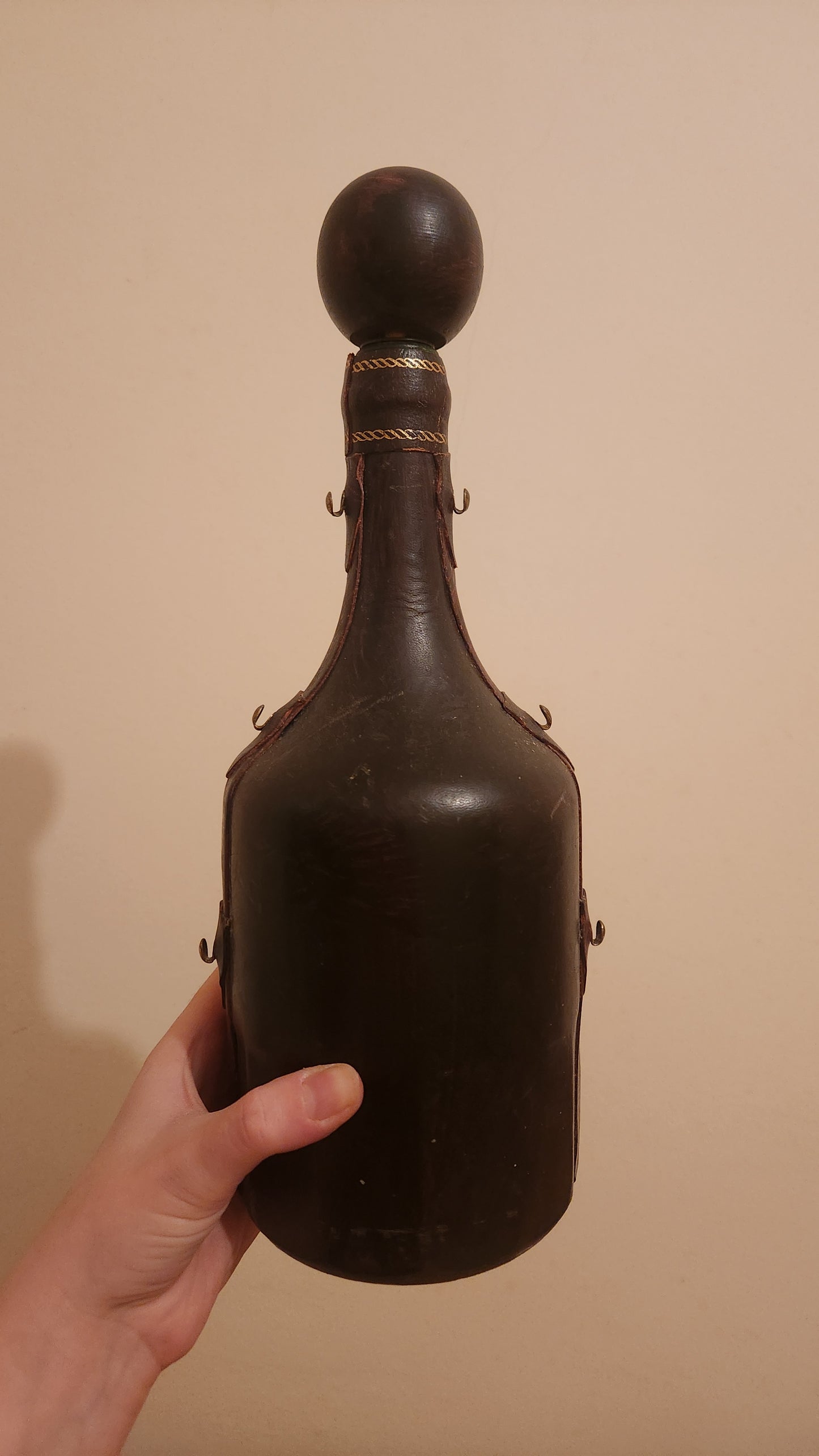 vintage Italy leather-wrapped decanter