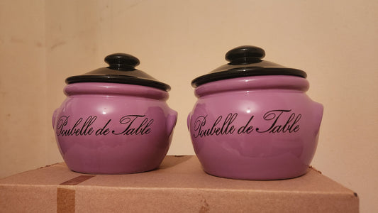 Set of 2 "Decor exclusiv" vintage French stoneware "Poubelle de Table" pots