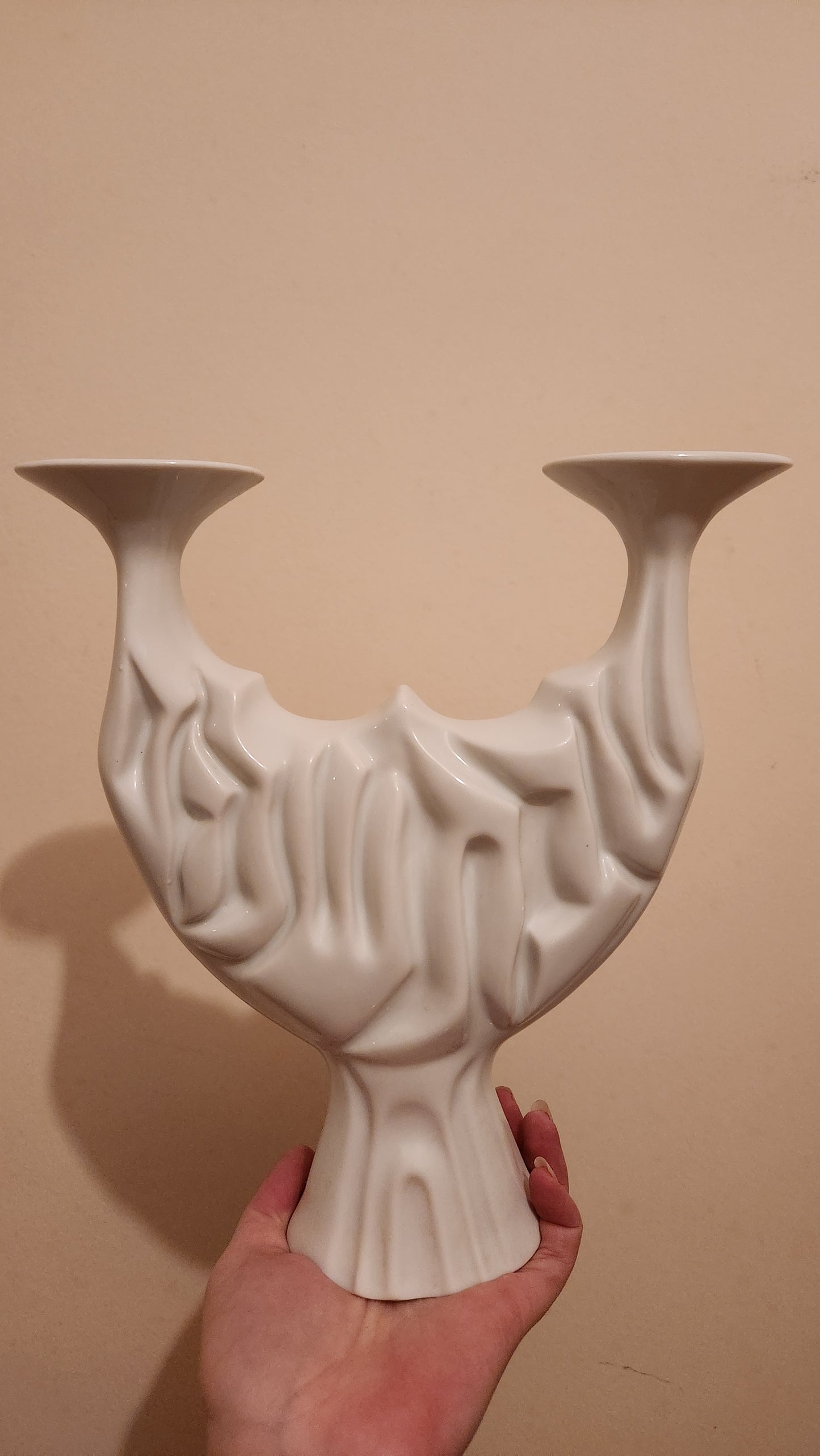 Naaman white porcelain Shabbat candle holder