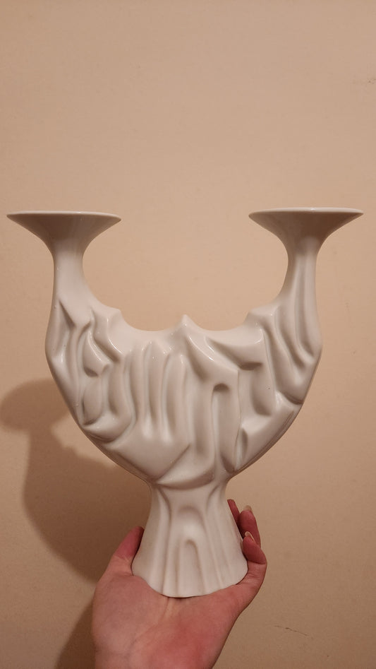 Naaman white porcelain Shabbat candle holder