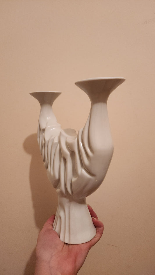 Naaman white porcelain Shabbat candle holder