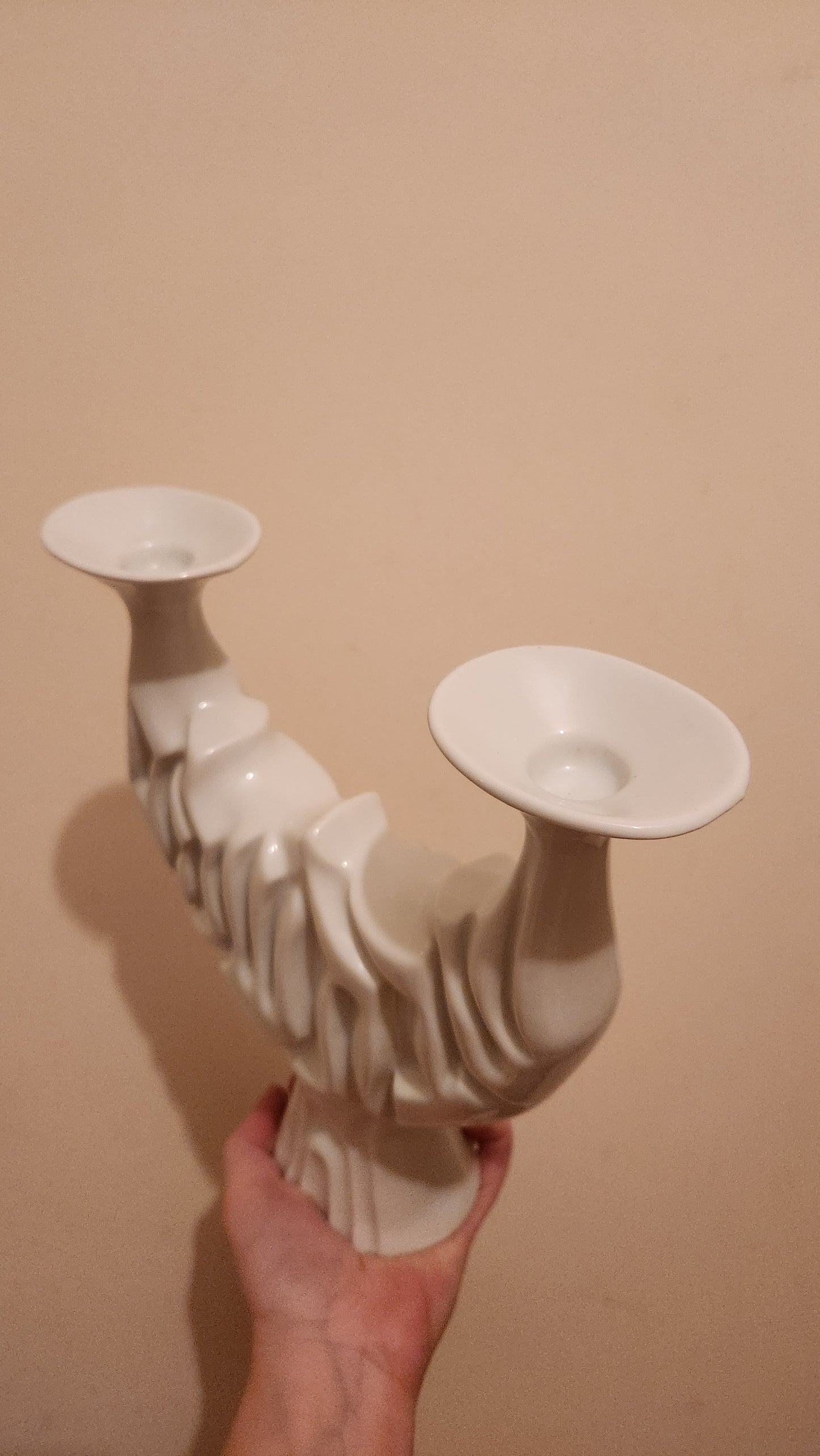 Naaman white porcelain Shabbat candle holder
