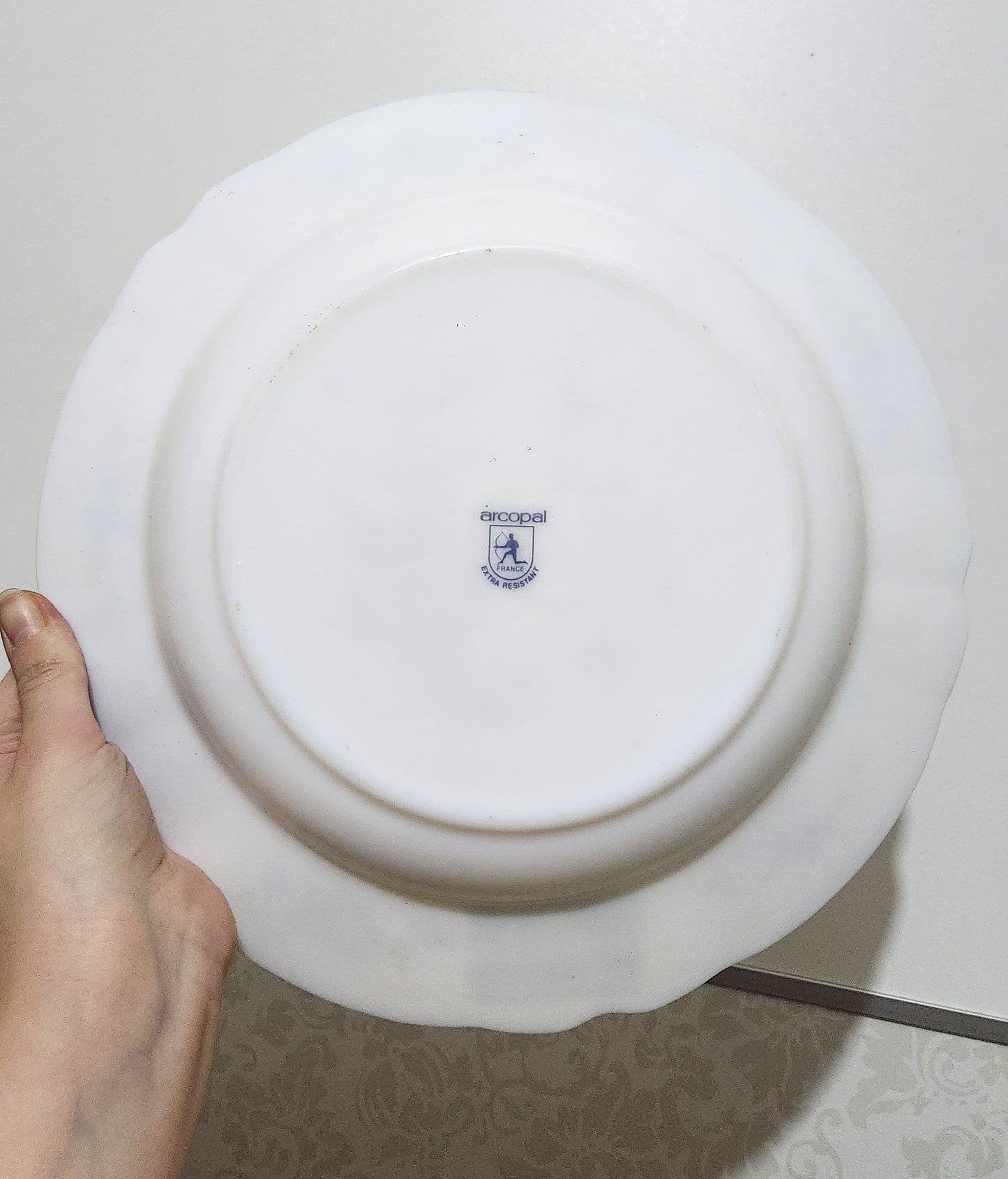 Set of 2 Vintage Arcopal Milk Glass Dinner plates (29 cm)