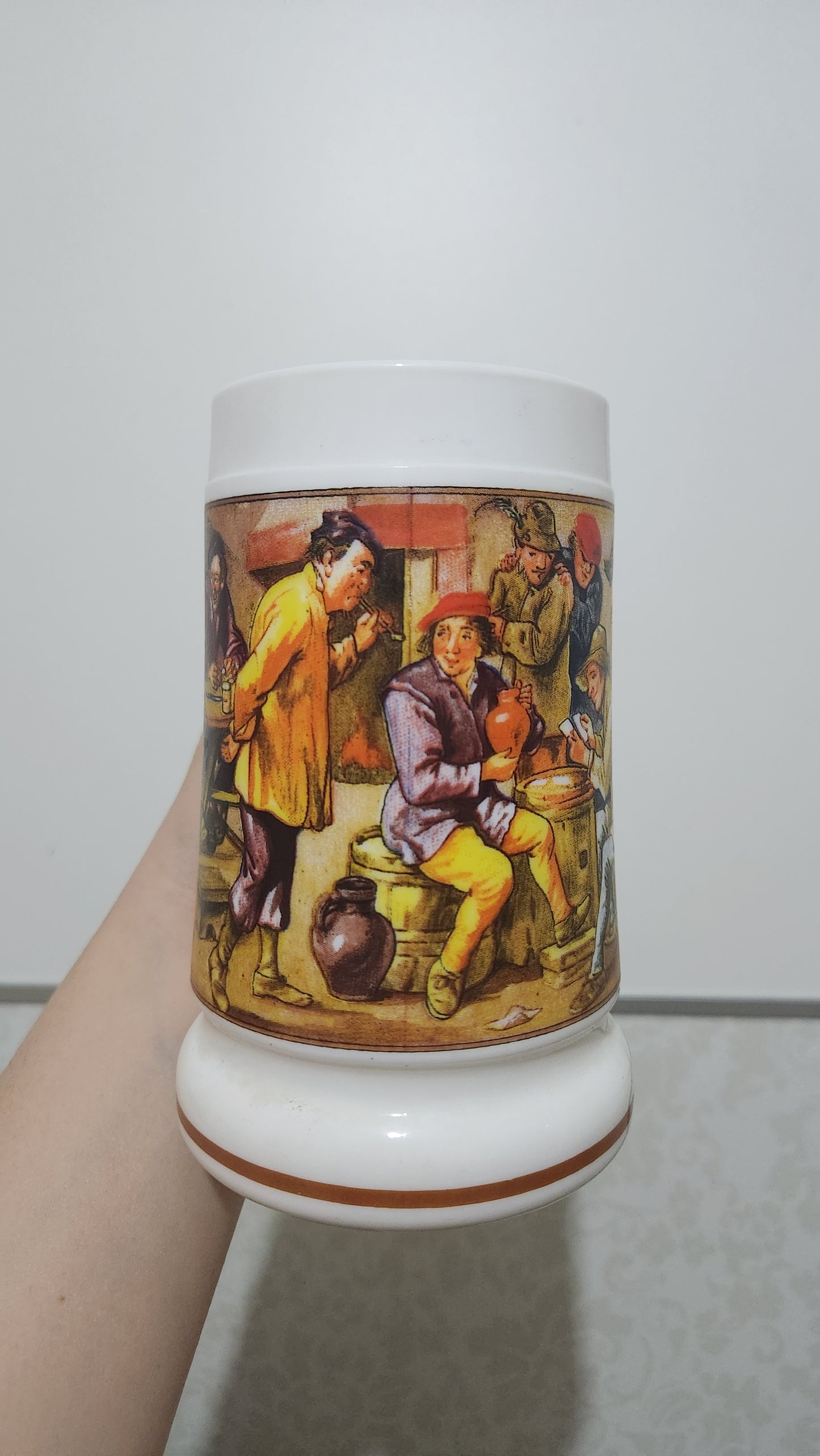 Vintage BMF milk glass beer stein
