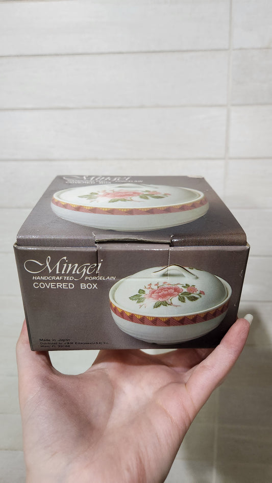 Mingei Handcrafted Japanese Porcelain Floral Trinket Bowl