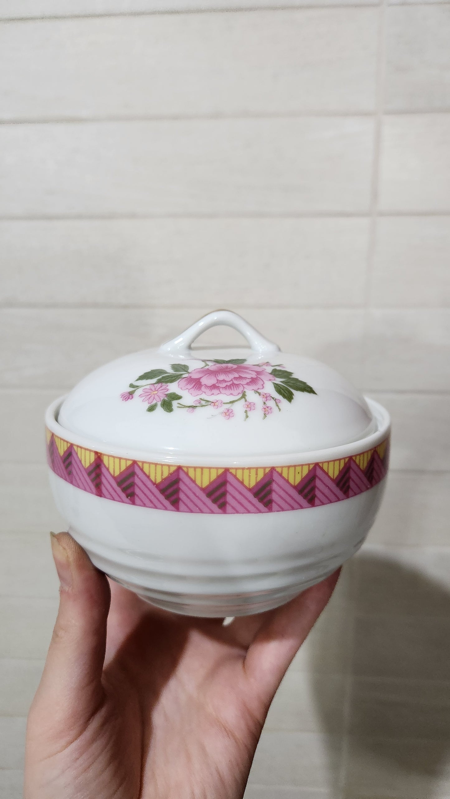 Mingei Handcrafted Japanese Porcelain Floral Trinket Bowl