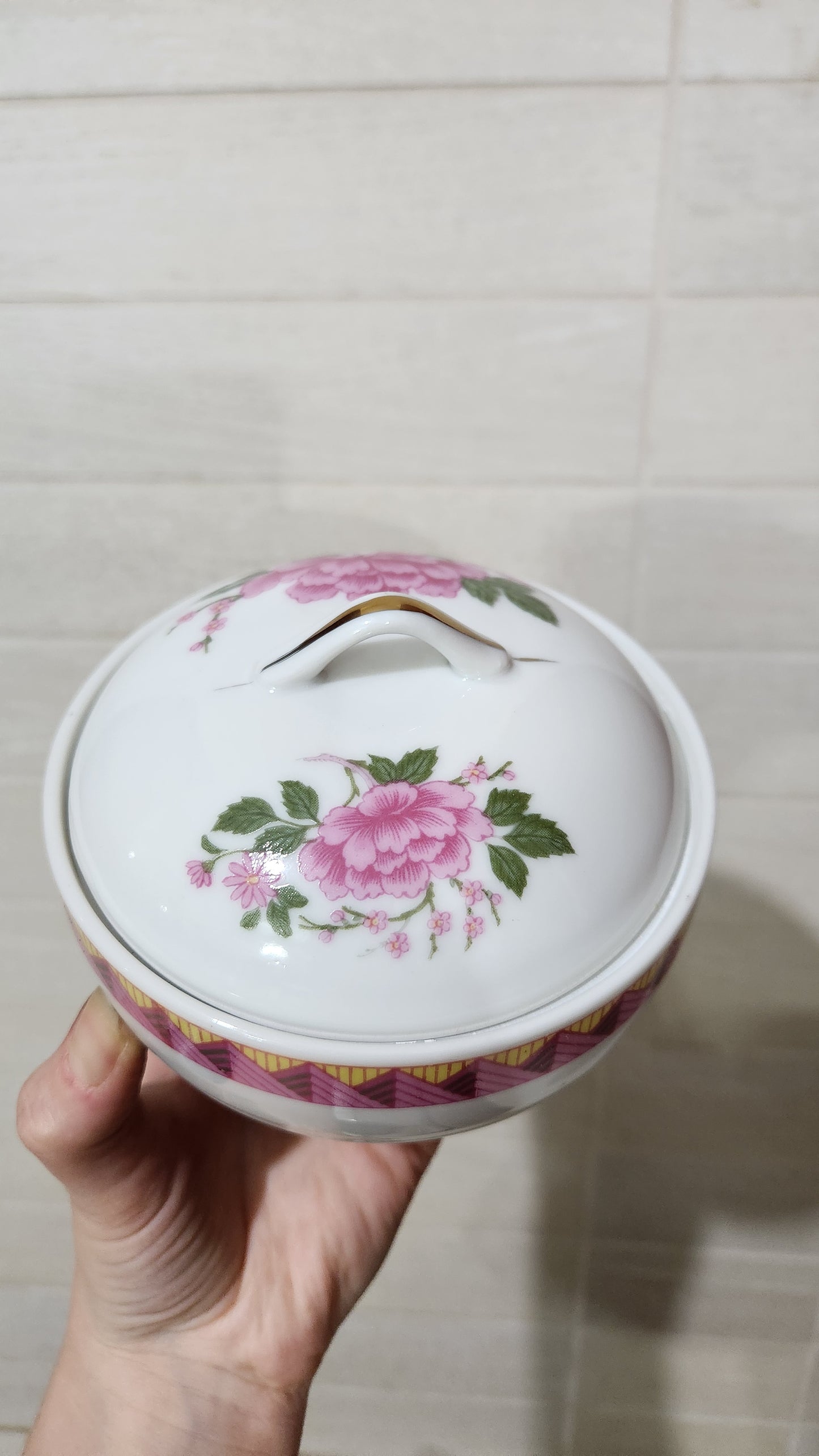 Mingei Handcrafted Japanese Porcelain Floral Trinket Bowl