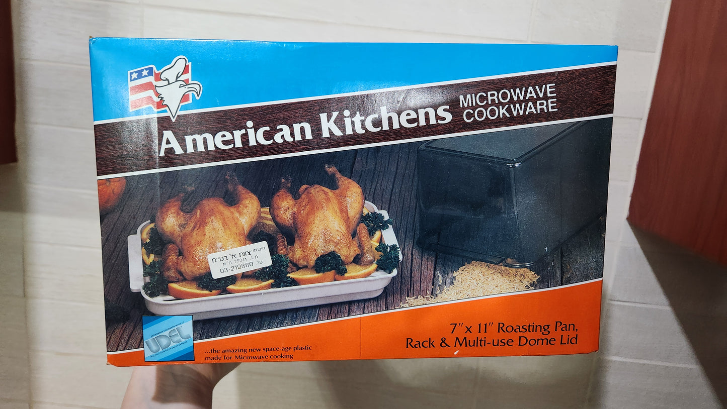 American Kitchens Microwave Roasting Pan with Rack & High-Dome Lid