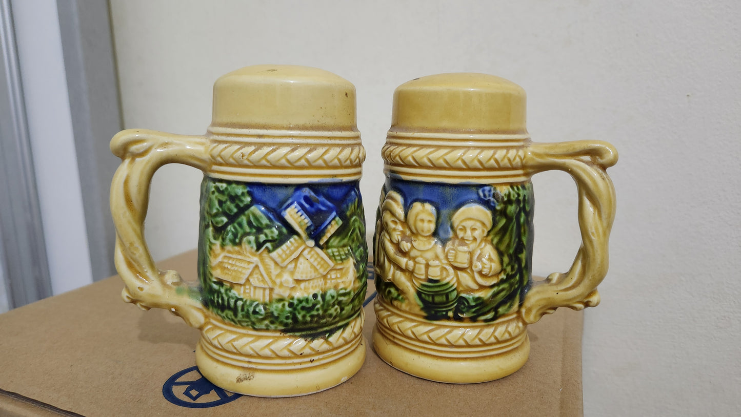 Japan Vintage Beer Stein Salt & Pepper Shakers - Hand Painted