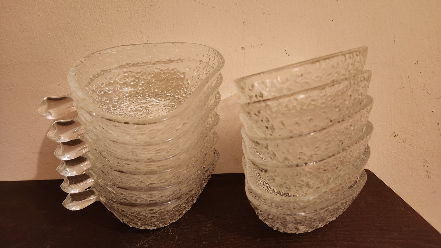 Set of 12 Vintage Fidenza Italy Glass Bowls - Moresca Pebble Design