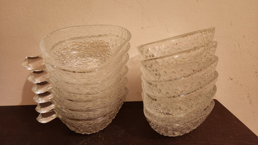 Set of 12 Vintage Fidenza Italy Glass Bowls - Moresca Pebble Design
