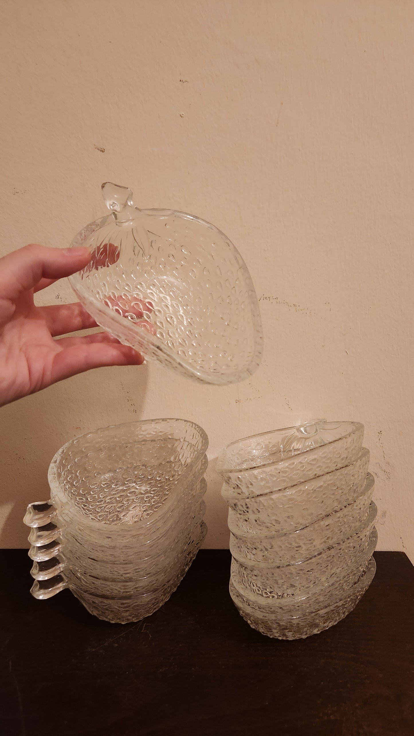 Set of 12 Vintage Fidenza Italy Glass Bowls - Moresca Pebble Design
