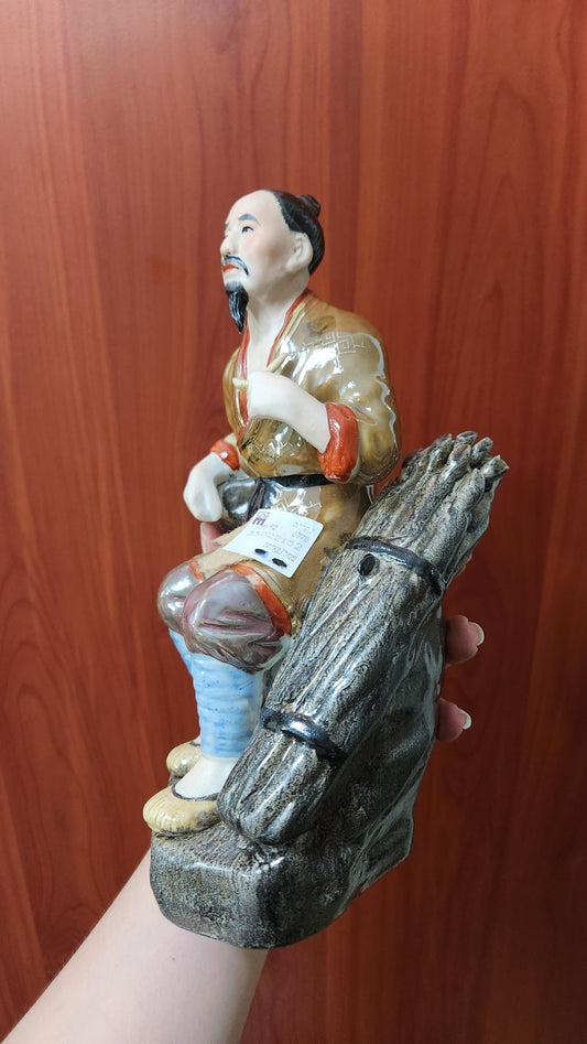 Vintage Jingdezhen Porcelain Figure - Fisherman - Hand Painted - Factory 50