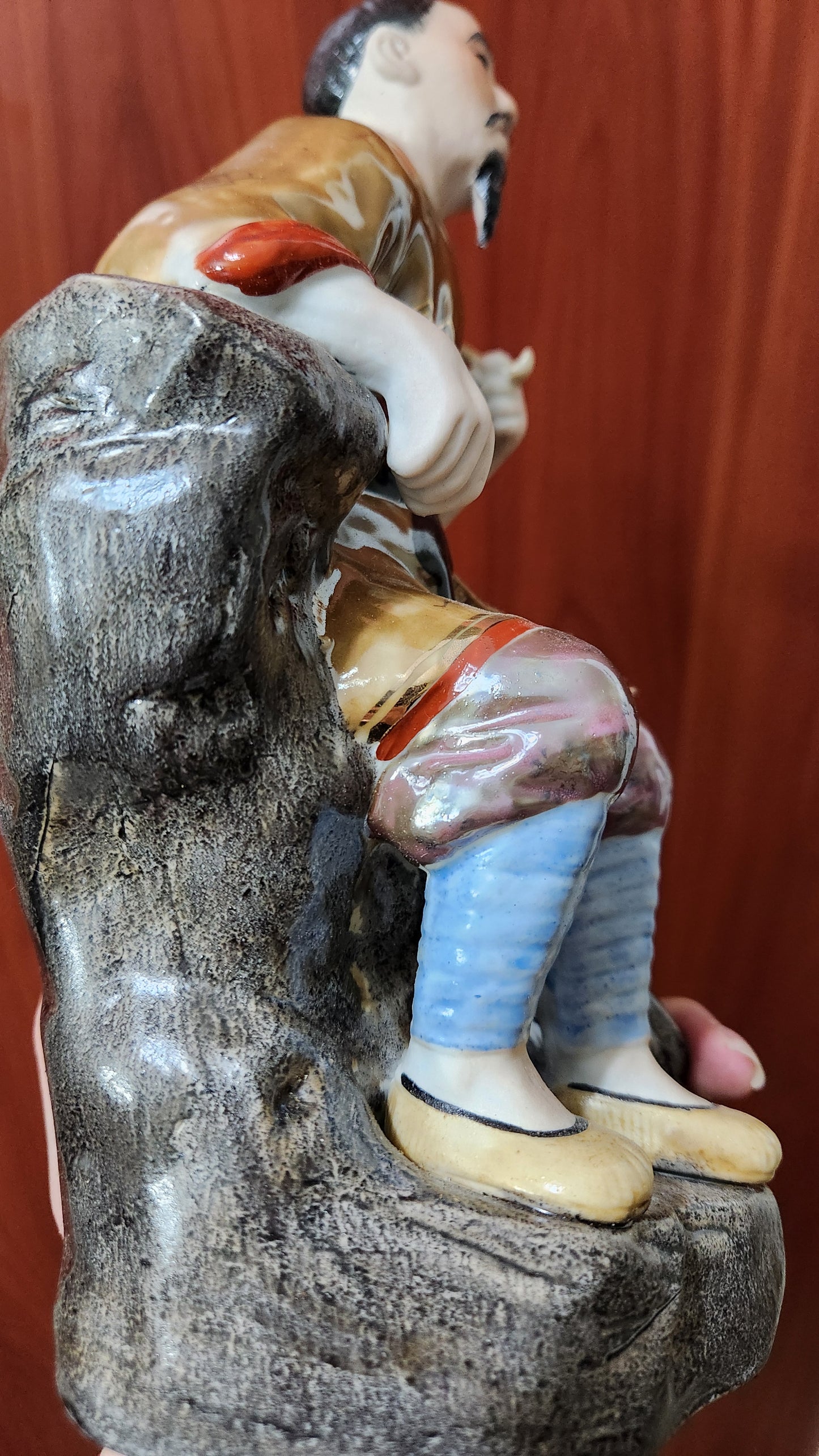 Vintage Jingdezhen Porcelain Figure - Fisherman - Hand Painted - Factory 50