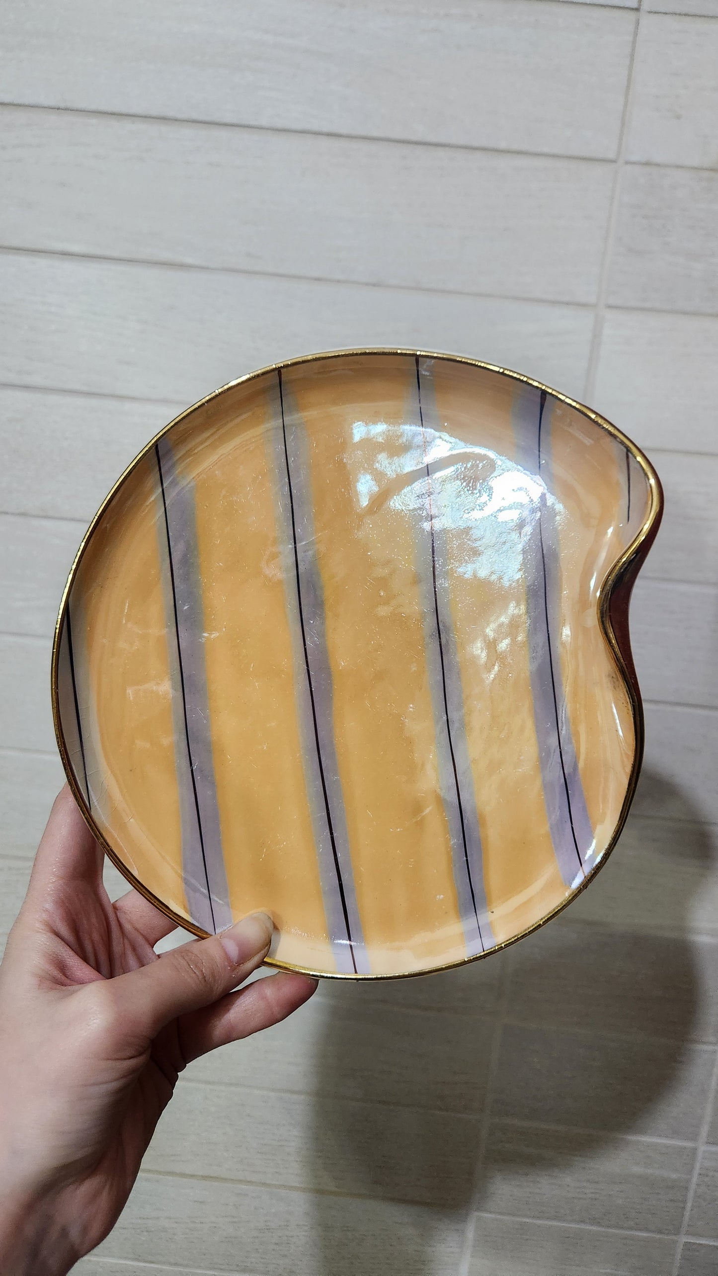 Vintage 1960s Sighișoara glazed ceramic lusterware serving set