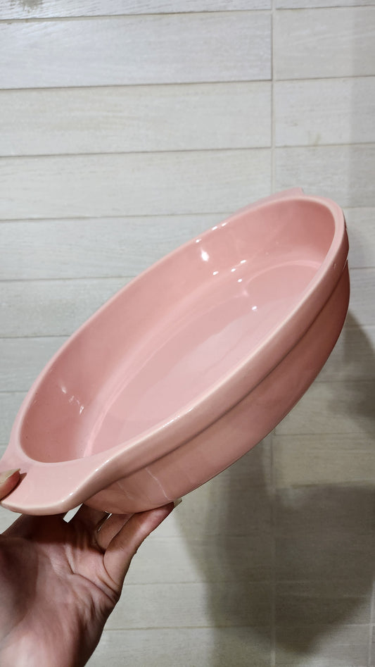 Artexport Portugal oval serving platter in pink ceramic