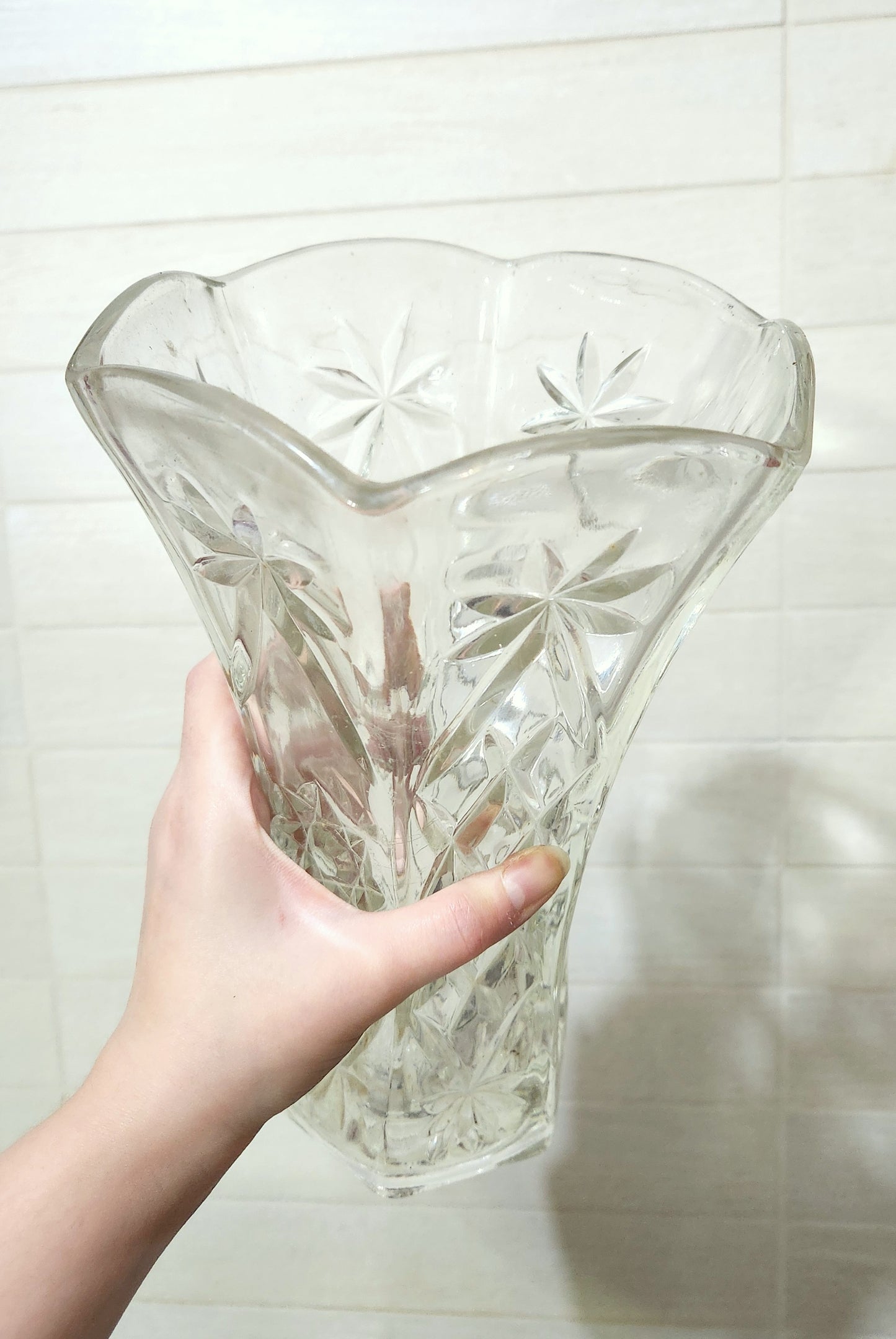 Vintage Anchor Hocking Star of David Prescut Glass Vase
