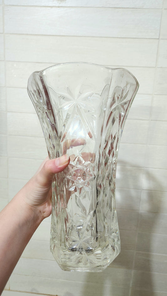 Vintage Anchor Hocking Star of David Prescut Glass Vase