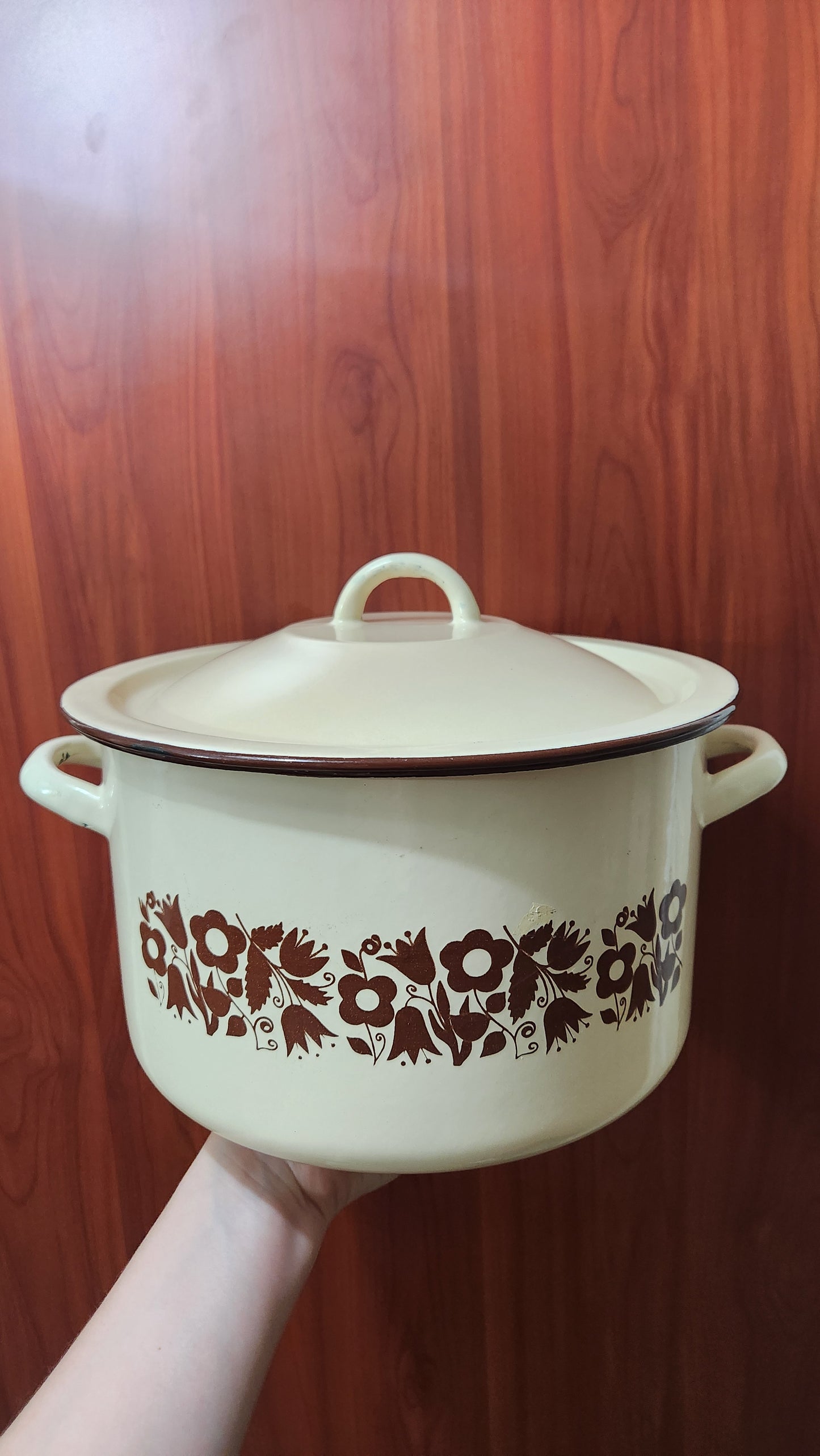 Vintage Polish Enamel Casserole Pot - "Universal" Poland