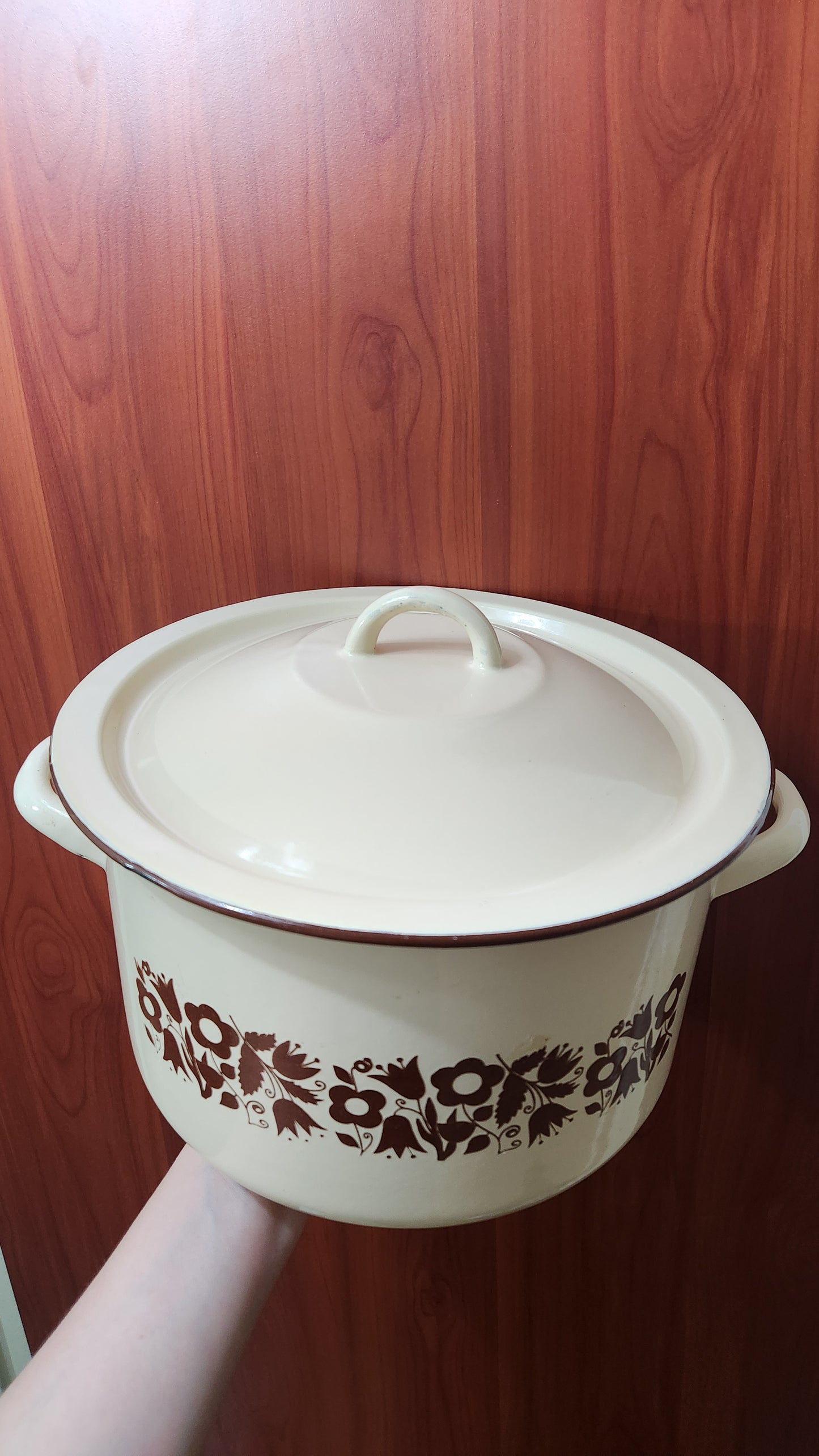 Vintage Polish Enamel Casserole Pot - "Universal" Poland