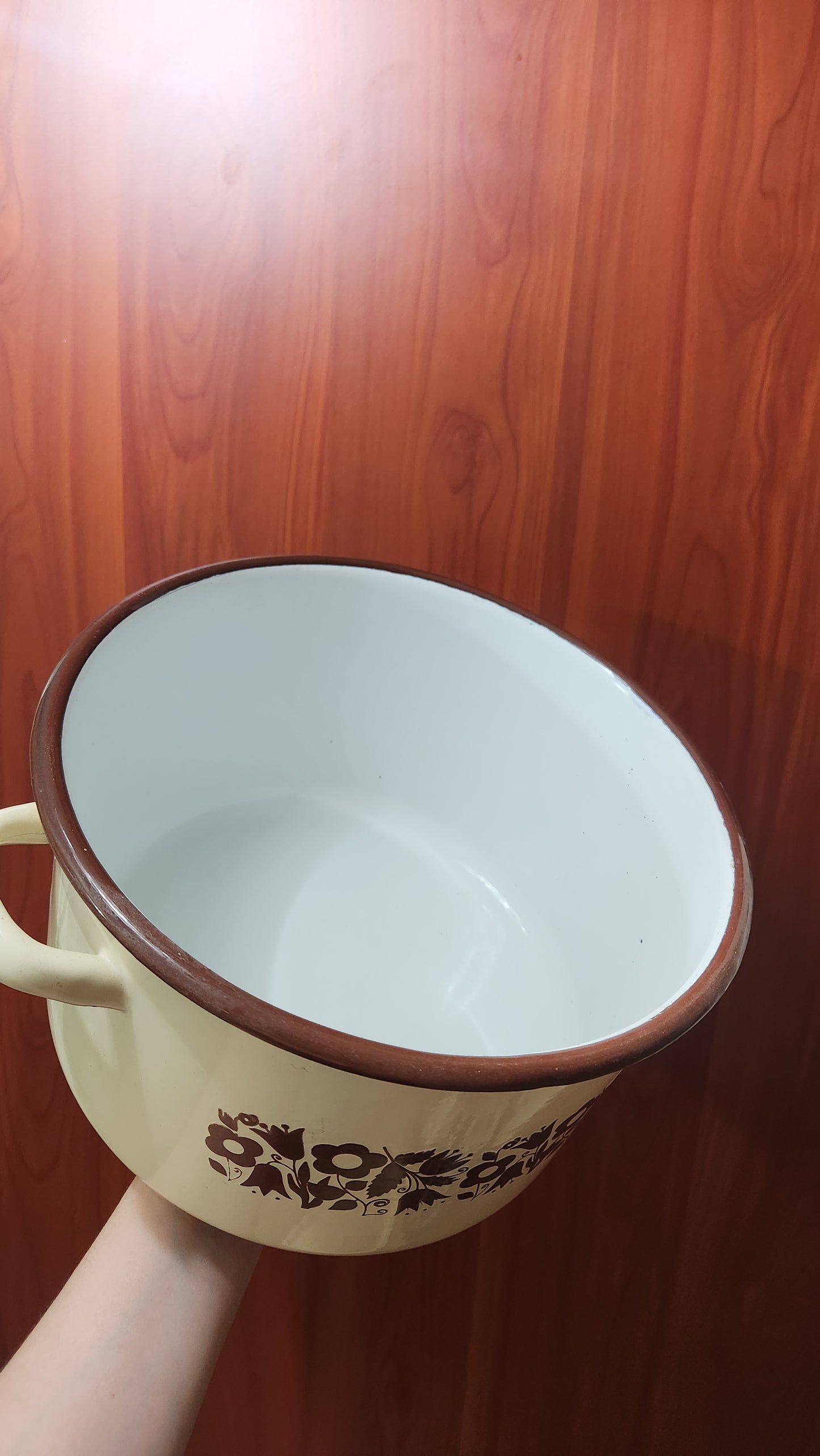 Vintage Polish Enamel Casserole Pot - "Universal" Poland