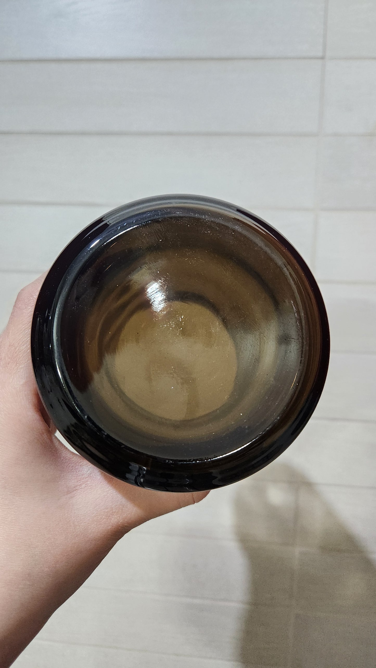 Mid-Century Smoked Brown Glass Apothecary Jar with Lid