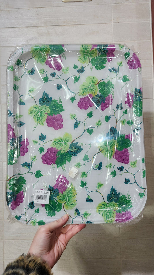 Set of 2 Grape Vine Pattern Melamine Serving Trays