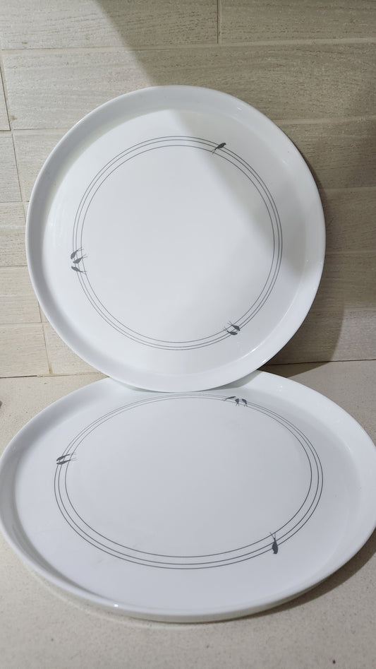 2 Harmonia Spain White Opal Glass Dinner Plates