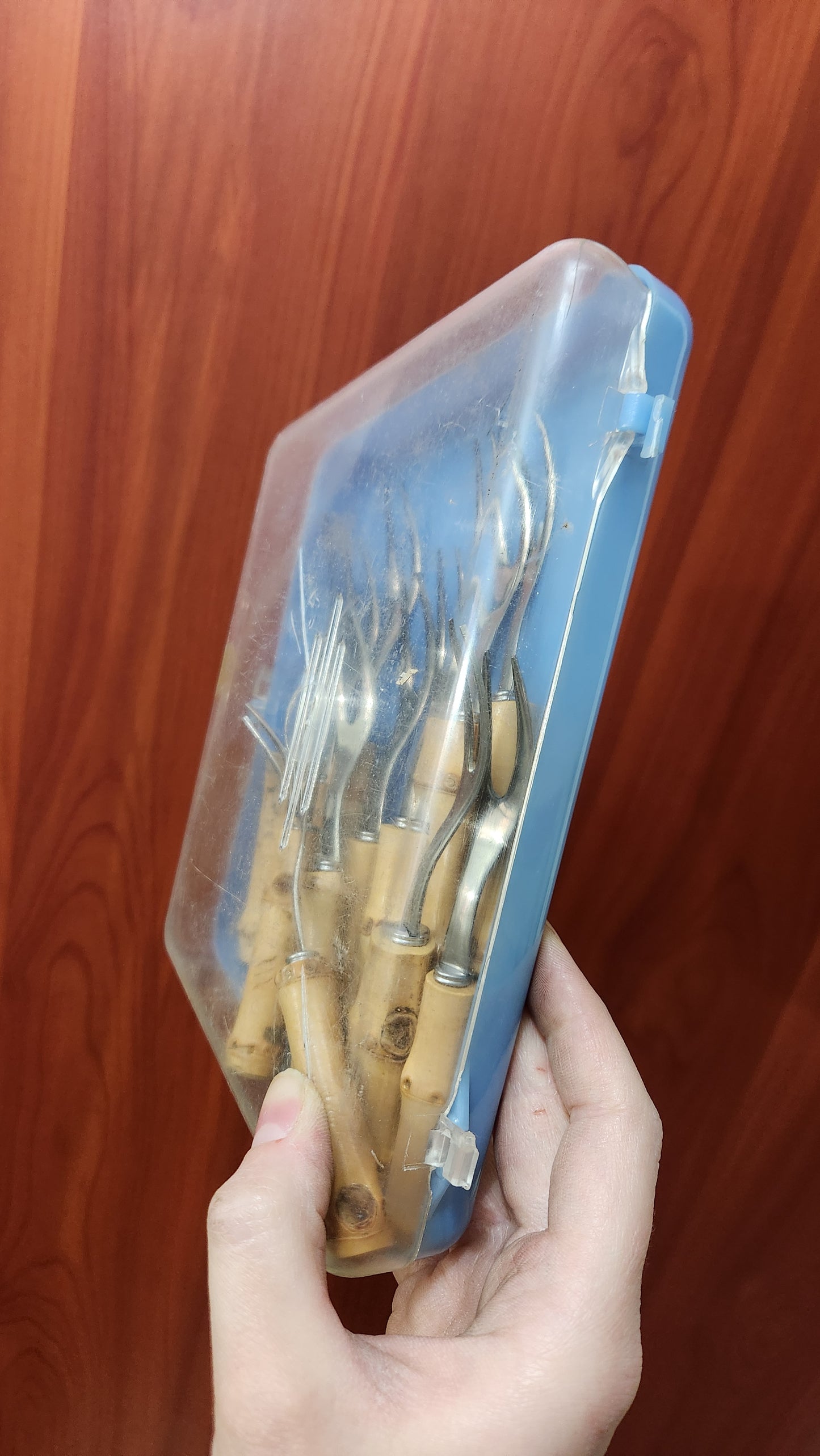 60s Bamboo Handle Fruit Forks - Set of 12