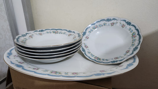 Naaman Porcelain Serving Set - Floral Shirakabe Design (7 Pieces)