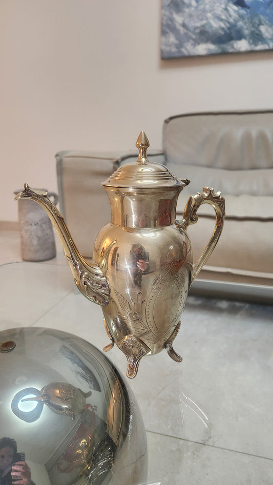 Vintage hand-engraved brass teapot