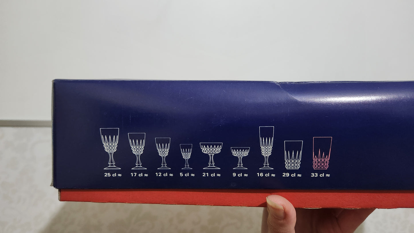 6 RCR Royal Crystal Rock Italian Lead Crystal Highball Glasses
