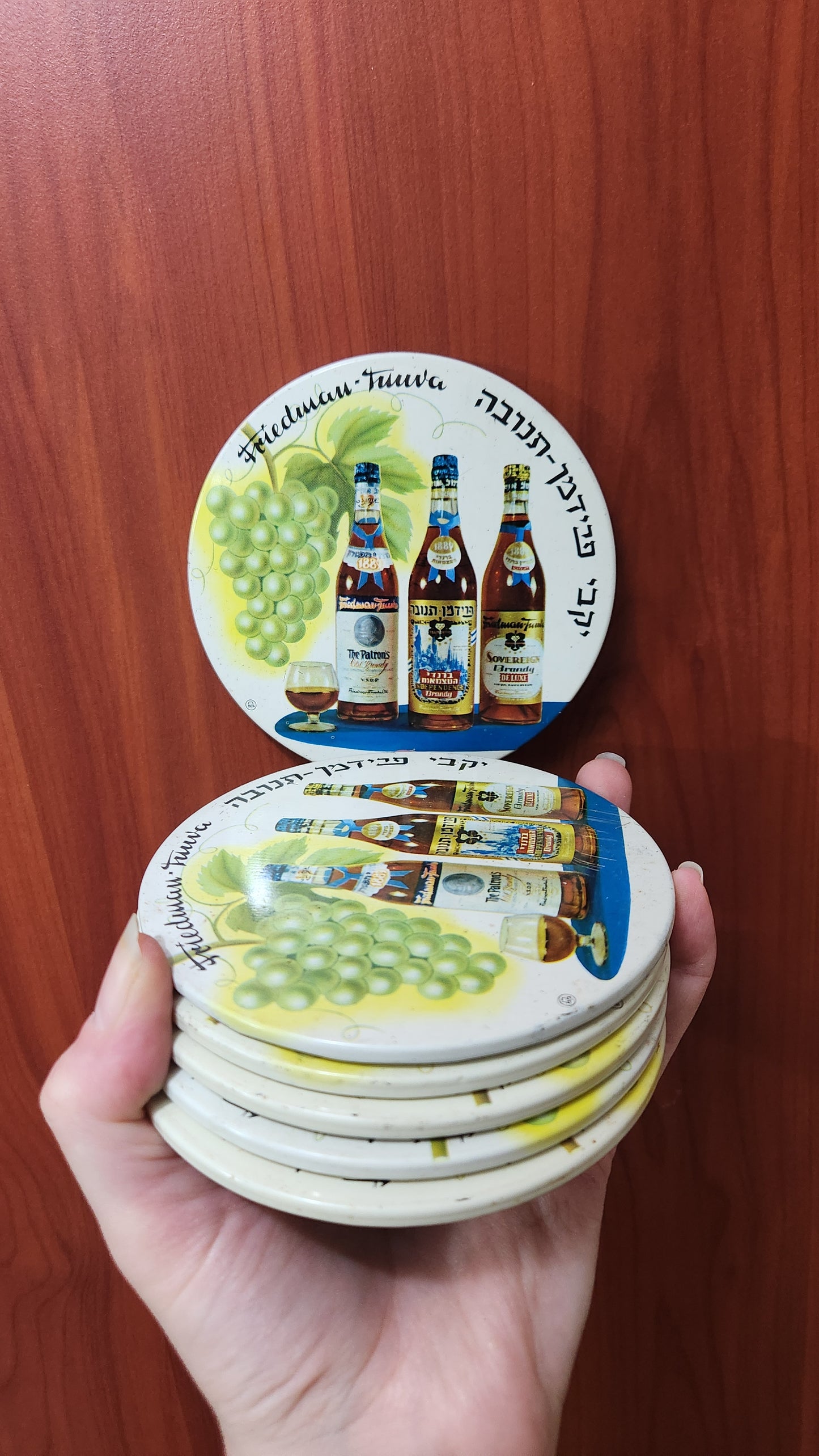 Set of 6 vintage Friedman Tnuva Winery wine coasters