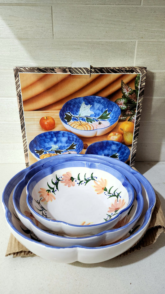 Lapid Ceramic Hand-Painted Nesting Bowls Set