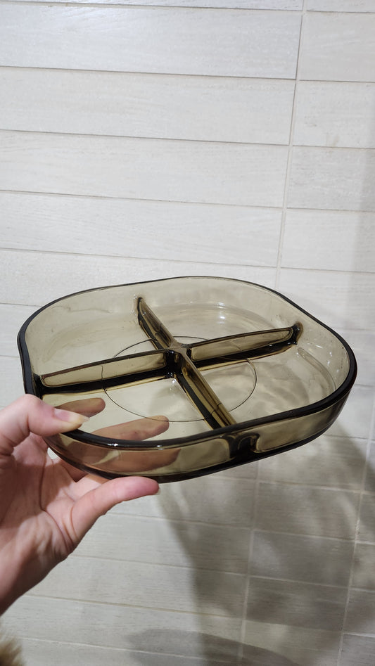 Italian Cabaret MINA Smoked Glass Divided Serving Dish