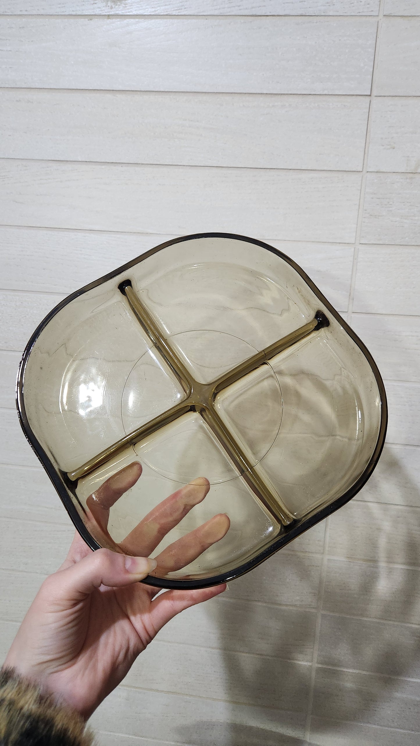 Italian Cabaret MINA Smoked Glass Divided Serving Dish