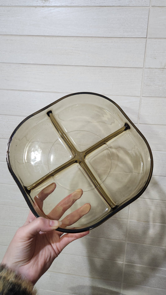 Italian Cabaret MINA Smoked Glass Divided Serving Dish