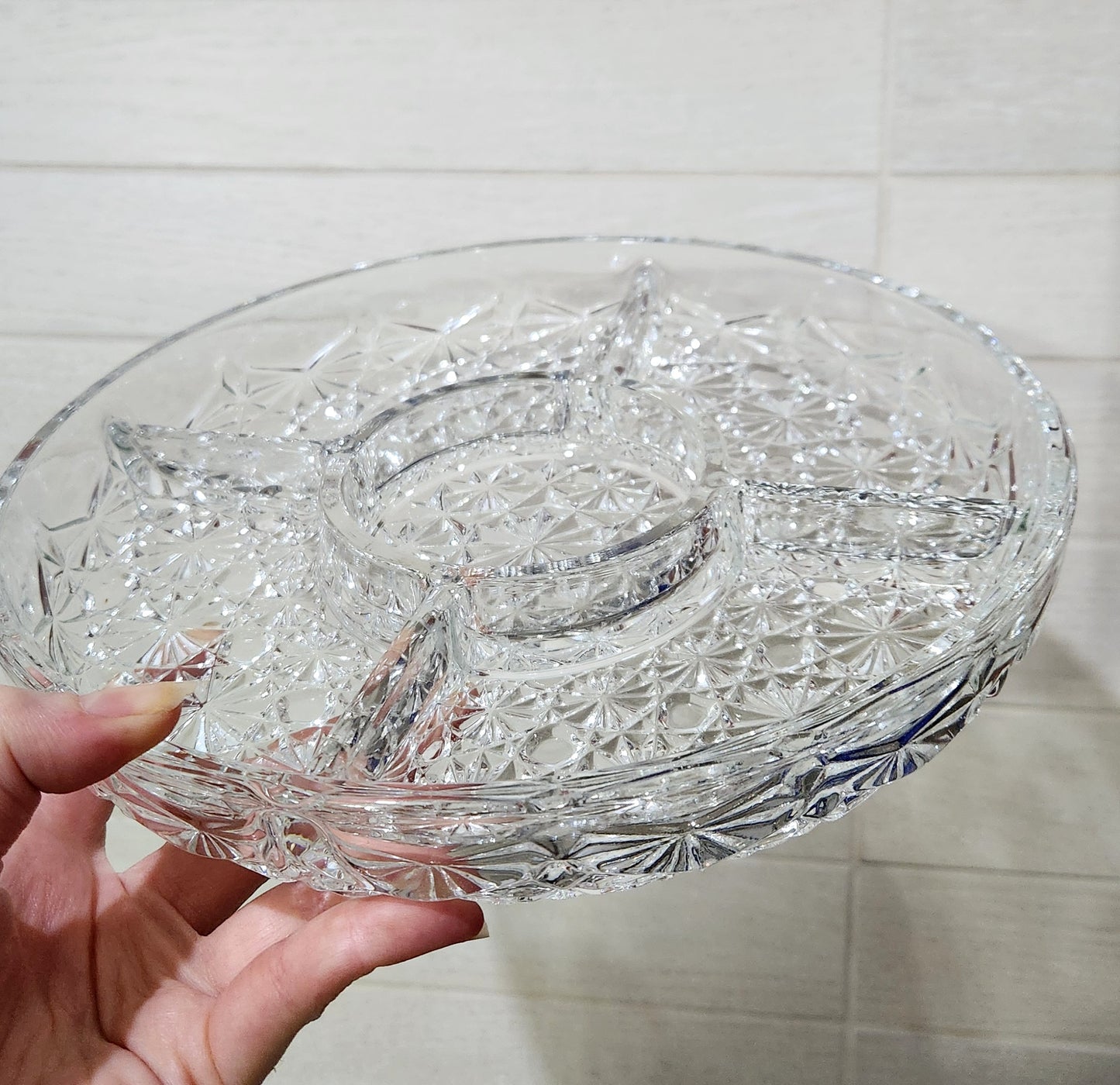 Queen Anne Silver Plated & Cut Glass Party Server with Center Lidded Bowl