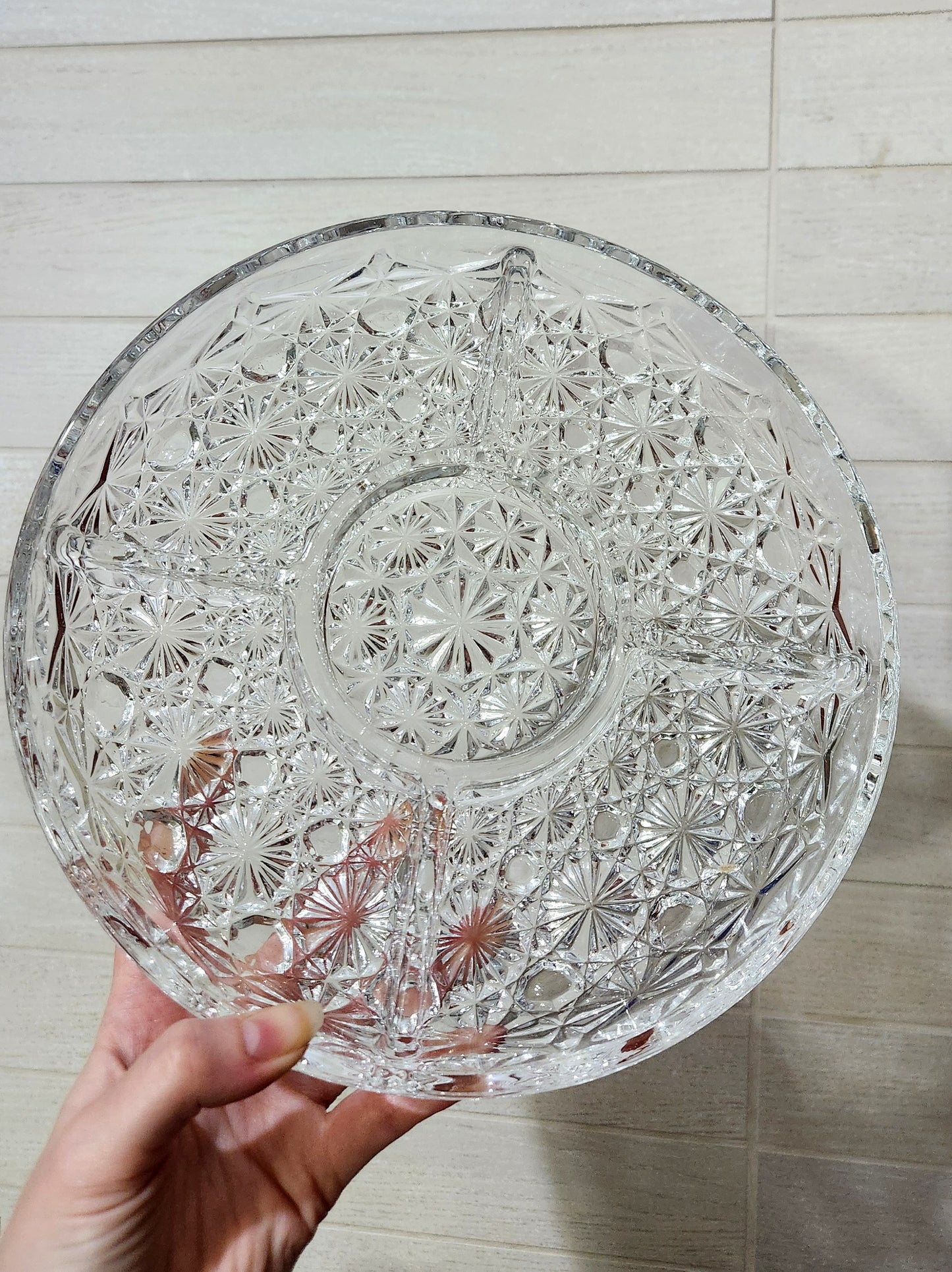 Queen Anne Silver Plated & Cut Glass Party Server with Center Lidded Bowl