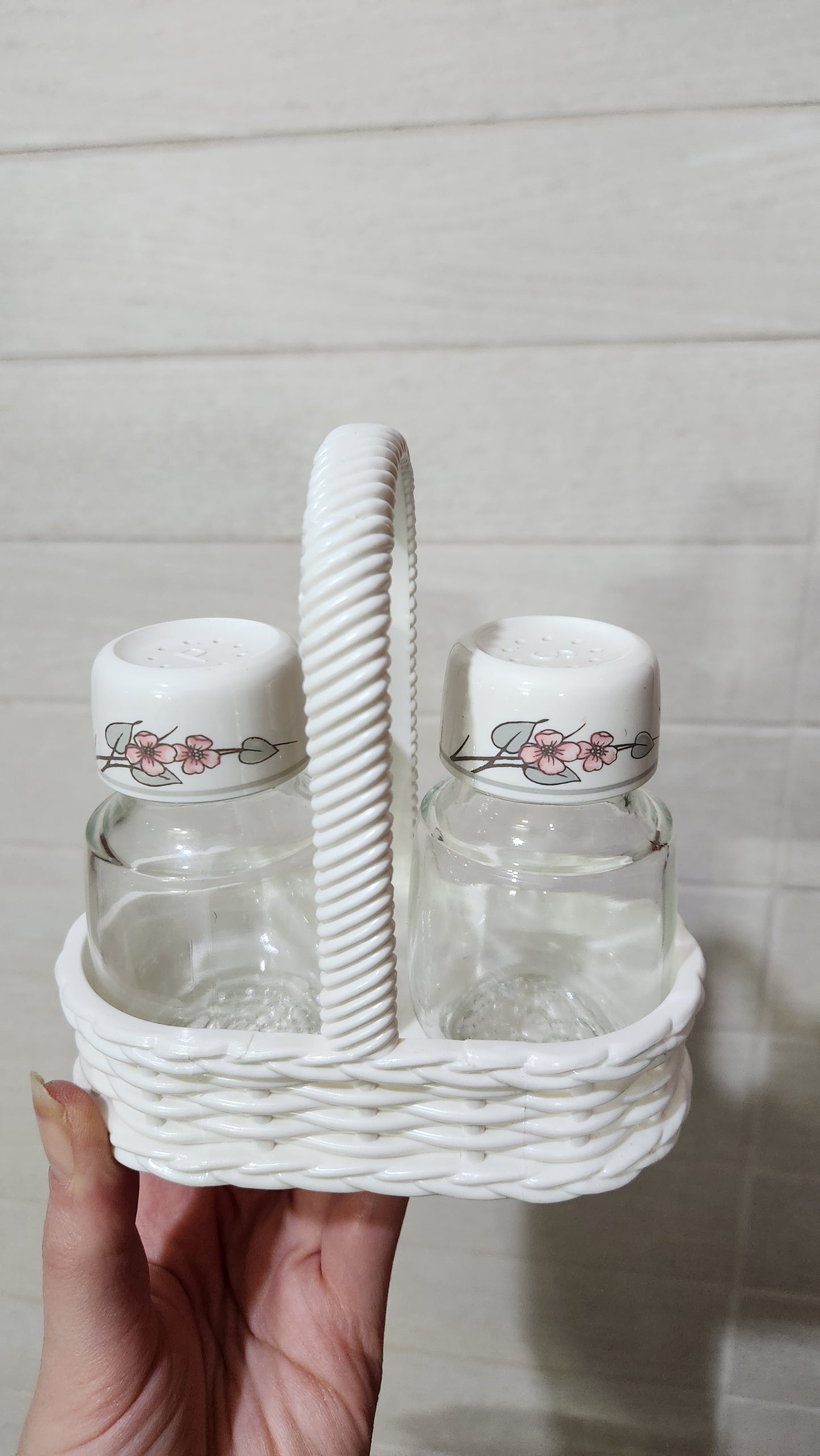 EMSA W. Germany Salt & Pepper Shaker Set with White Woven Basket