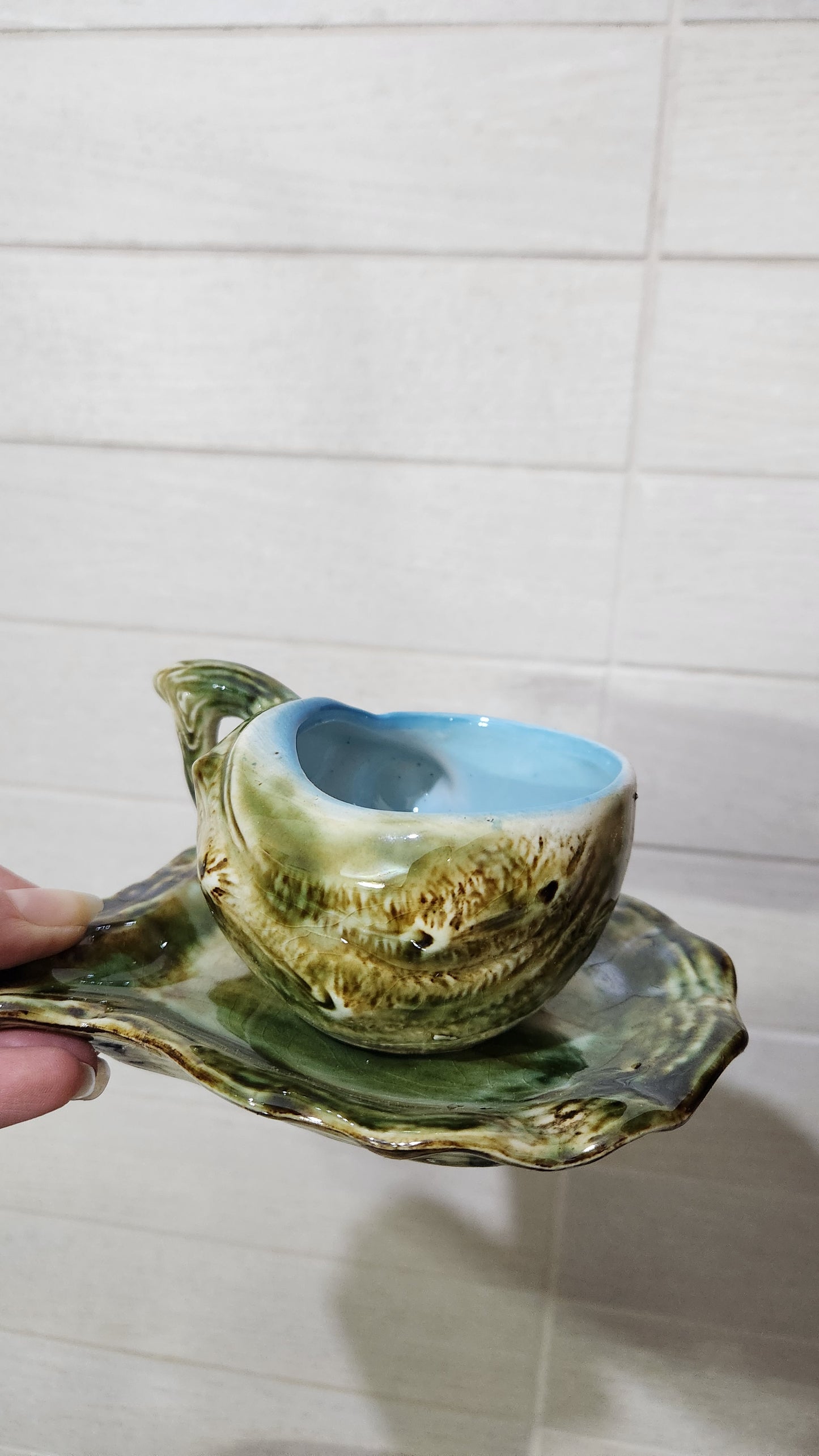 Vintage 1950s Shell Shaped Ceramic Espresso Set - 4 Cups & Saucers