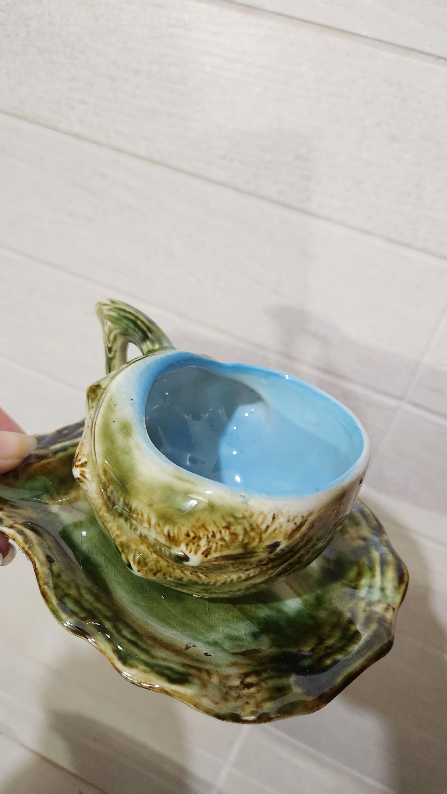 Vintage 1950s Shell Shaped Ceramic Espresso Set - 4 Cups & Saucers