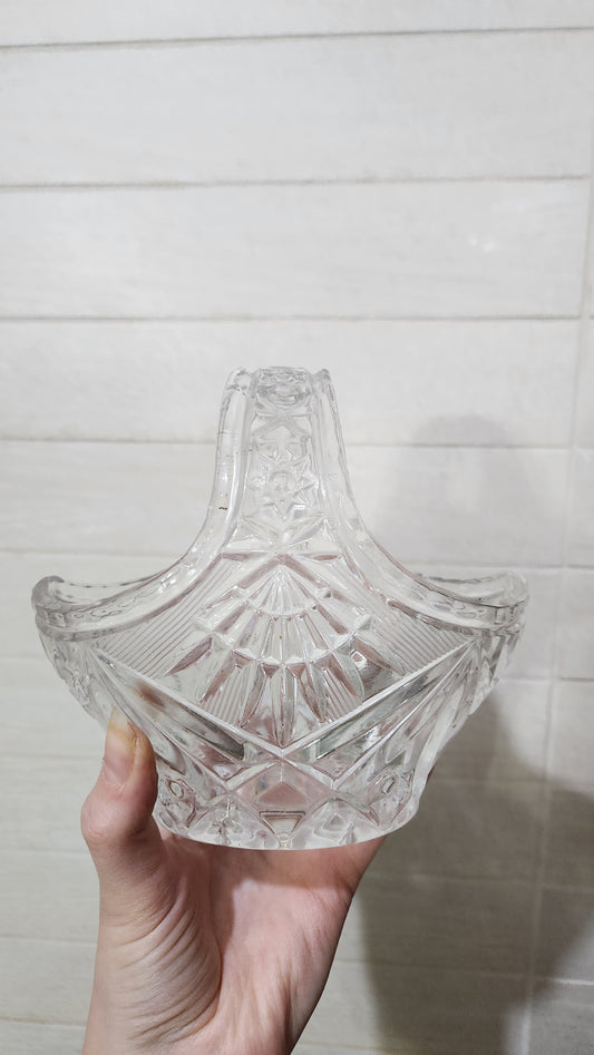 Vintage mid-20th hand-cut lead crystal basket