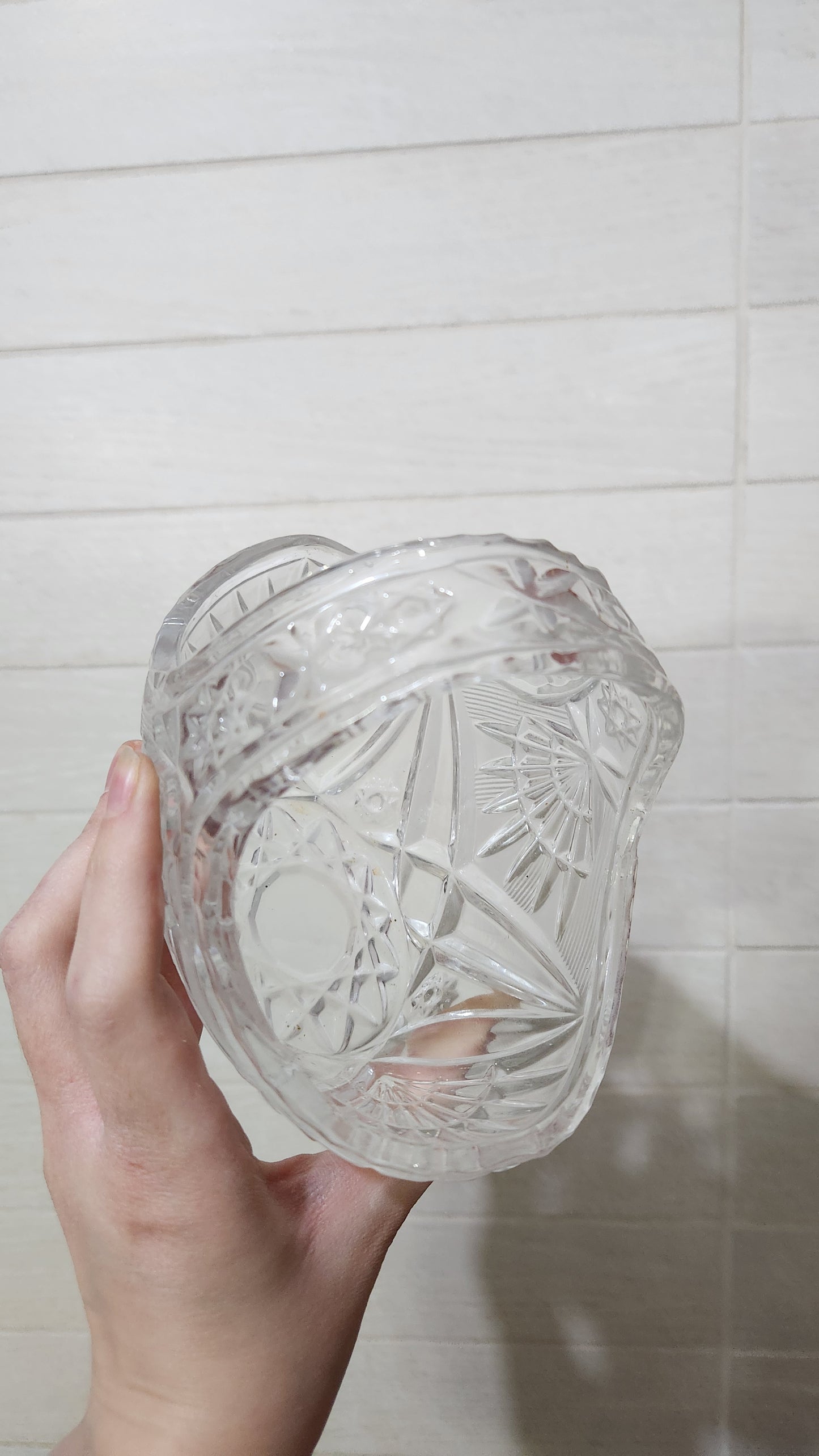 Vintage mid-20th hand-cut lead crystal basket